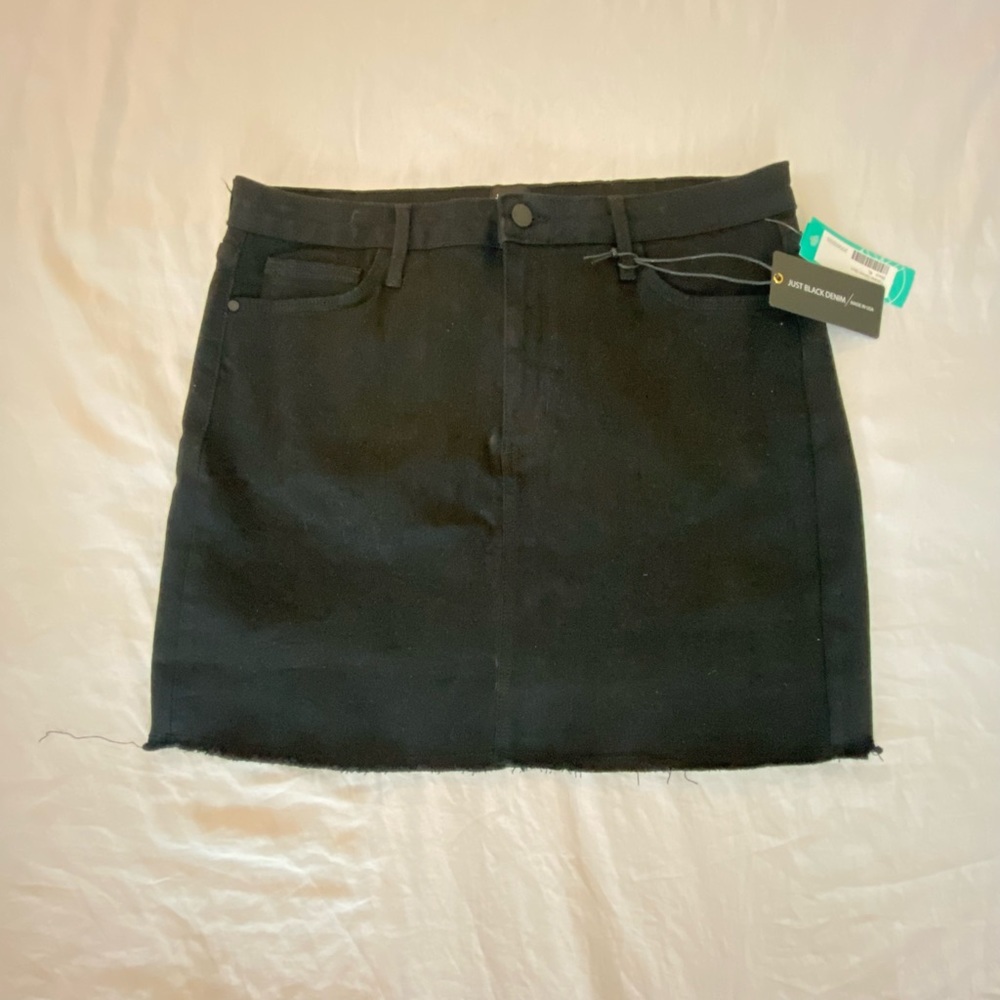 Just Black Denim A Line Frayed Skirt